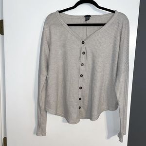 Long sleeve waffle knit top